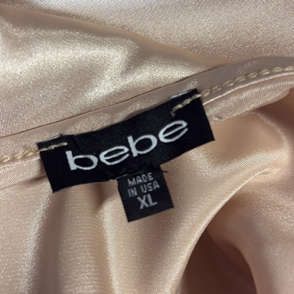 BEBE Satin Cowl Neck Midi Slip Dress Champagne Size XL NWT - Picture 8 of 8